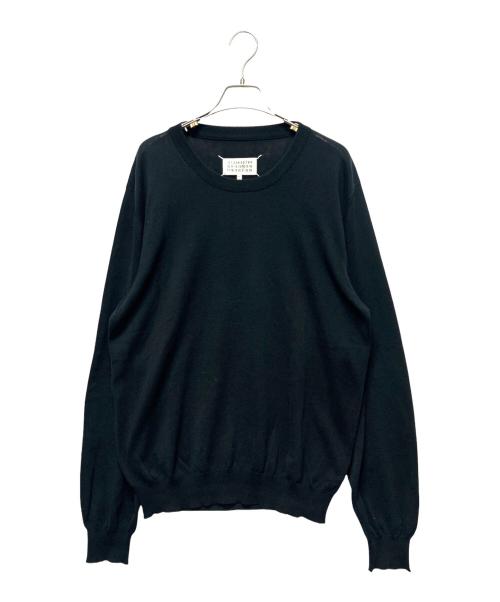 Maison Margiela（メゾンマルジェラ）Maison Margiela (メゾンマルジェラ) エルボーパッチ付きコットンニットセーター ブラック サイズ:Lの古着・服飾アイテム