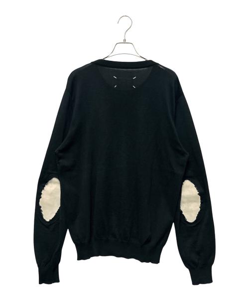 Maison Margiela（メゾンマルジェラ）Maison Margiela (メゾンマルジェラ) エルボーパッチ付きコットンニットセーター ブラック サイズ:Lの古着・服飾アイテム
