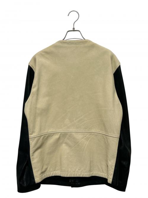Maison Margiela（メゾンマルジェラ）Maison Margiela (メゾンマルジェラ) バイカラースウェード切替レザージャケット ブラック×アイボリー サイズ:48の古着・服飾アイテム