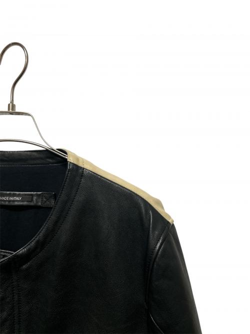 Maison Margiela（メゾンマルジェラ）Maison Margiela (メゾンマルジェラ) バイカラースウェード切替レザージャケット ブラック×アイボリー サイズ:48の古着・服飾アイテム