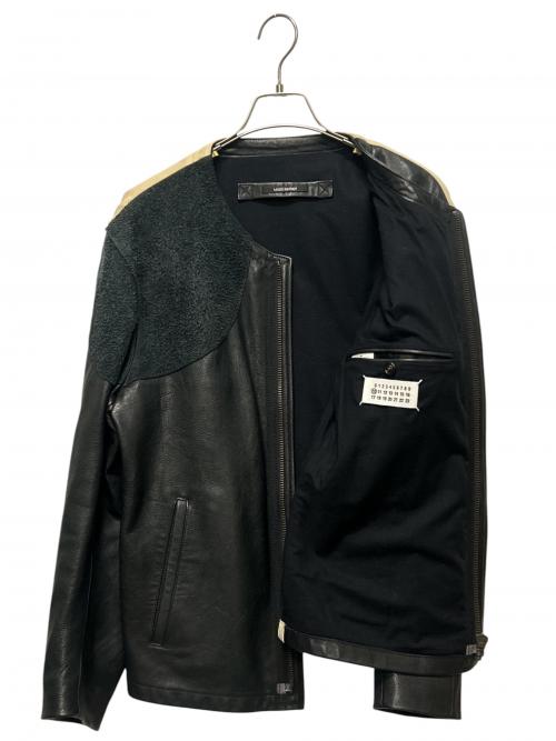 Maison Margiela（メゾンマルジェラ）Maison Margiela (メゾンマルジェラ) バイカラースウェード切替レザージャケット ブラック×アイボリー サイズ:48の古着・服飾アイテム