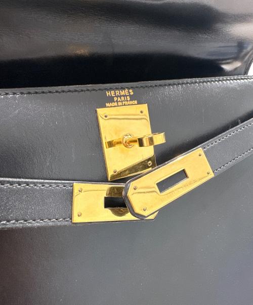 HERMES（エルメス）HERMES (エルメス) ケリー28/外縫い/ゴールド金具/ブラック/ボックスカーフ/〇U刻印 ブラック サイズ:28の古着・服飾アイテム