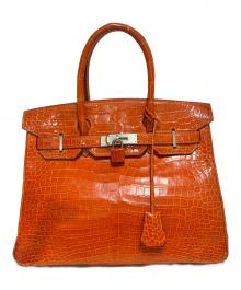 HERMES（エルメス）の古着「Birkin 30 Porosus バーキン30 ポロサスリセ/オレンジ系/マットシルバー金具/□E刻印2001年製」｜オレンジ系