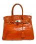 HERMES（エルメス）の古着「Birkin 30 Porosus バーキン30 ポロサスリセ/オレンジ系/マットシルバー金具/□E刻印2001年製」｜オレンジ系