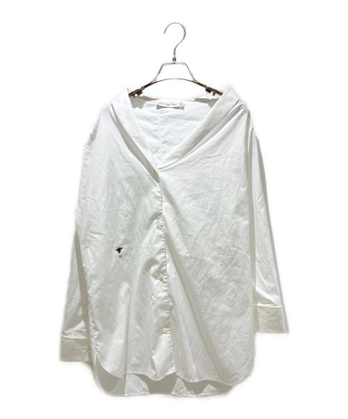 Christian Dior（クリスチャン ディオール）Christian Dior (クリスチャン ディオール) BEE刺繍アシメメトリックシャツ ホワイト サイズ:40の古着・服飾アイテム