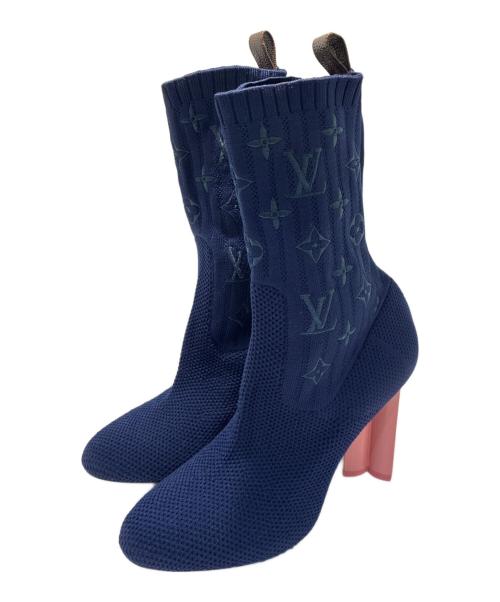 LOUIS VUITTON（ルイ ヴィトン）LOUIS VUITTON (ルイ ヴィトン) ソックスヒールブーツ ネイビー サイズ:36.5の古着・服飾アイテム
