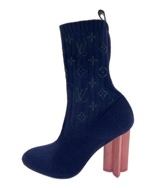 LOUIS VUITTON（ルイ ヴィトン）LOUIS VUITTON (ルイ ヴィトン) ソックスヒールブーツ ネイビー サイズ:36.5の古着・服飾アイテム