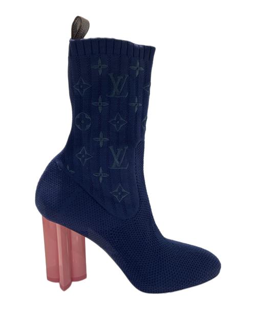 LOUIS VUITTON（ルイ ヴィトン）LOUIS VUITTON (ルイ ヴィトン) ソックスヒールブーツ ネイビー サイズ:36.5の古着・服飾アイテム