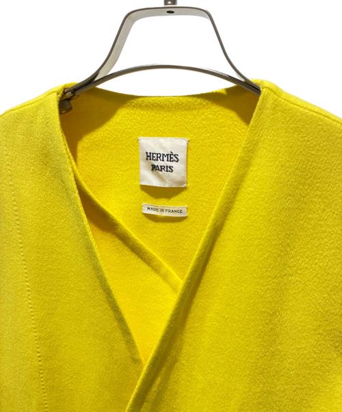 HERMES（エルメス）HERMES (エルメス) カシミヤ ラップコート イエロー サイズ:38の古着・服飾アイテム