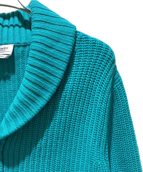 HERMES（エルメス）HERMES (エルメス) ショールカラーカシミヤニットカーディガン スカイブルー サイズ:FREEの古着・服飾アイテム