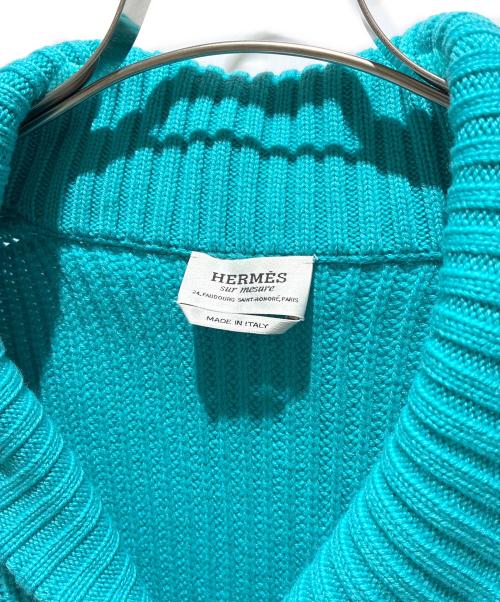 HERMES（エルメス）HERMES (エルメス) ショールカラーカシミヤニットカーディガン スカイブルー サイズ:FREEの古着・服飾アイテム