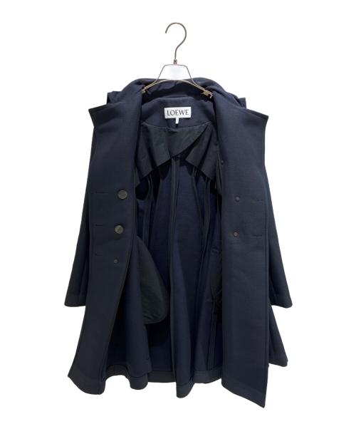 LOEWE（ロエベ）LOEWE (ロエベ) ダブルブレストセーラーカラーフリルコート ネイビー サイズ:36の古着・服飾アイテム