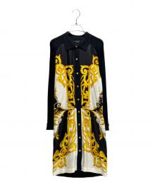 VERSACE（ヴェルサーチェ）の古着「ニットシャツワンピース」｜ブラック×イエロー