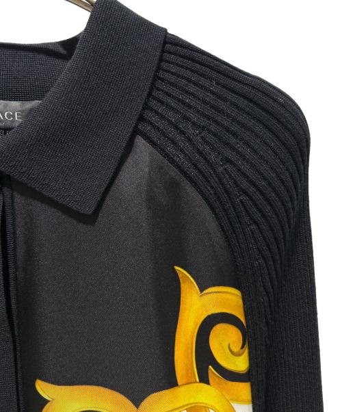 VERSACE（ヴェルサーチェ）VERSACE (ヴェルサーチェ) ニットシャツワンピース ブラック×イエロー サイズ:38の古着・服飾アイテム