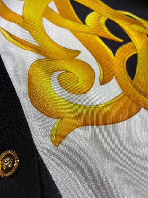 VERSACE（ヴェルサーチェ）VERSACE (ヴェルサーチェ) ニットシャツワンピース ブラック×イエロー サイズ:38の古着・服飾アイテム