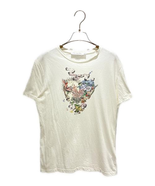 Christian Dior（クリスチャン ディオール）Christian Dior (クリスチャン ディオール) Le Coeur En Fleurs フラワー プリントカットソー ホワイト サイズ:Lの古着・服飾アイテム