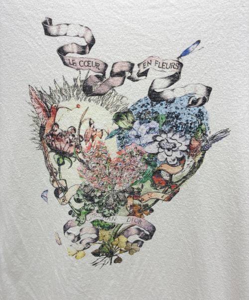 Christian Dior（クリスチャン ディオール）Christian Dior (クリスチャン ディオール) Le Coeur En Fleurs フラワー プリントカットソー ホワイト サイズ:Lの古着・服飾アイテム