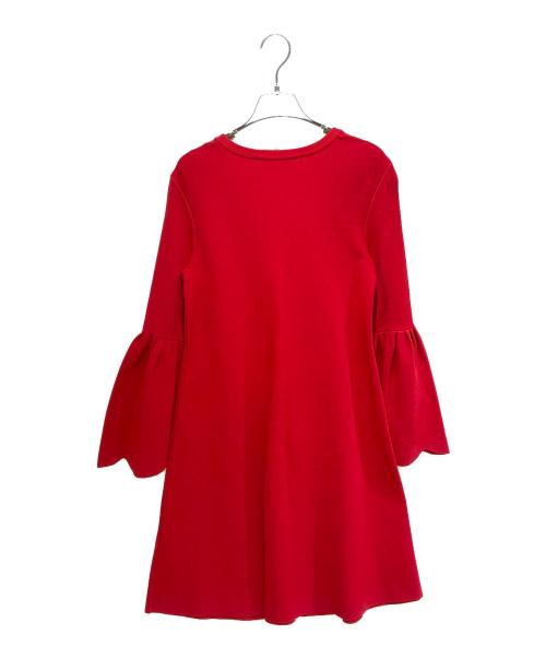 VALENTINO（ヴァレンティノ）VALENTINO (ヴァレンティノ) 袖フレアニットワンピース レッド サイズ:Sの古着・服飾アイテム