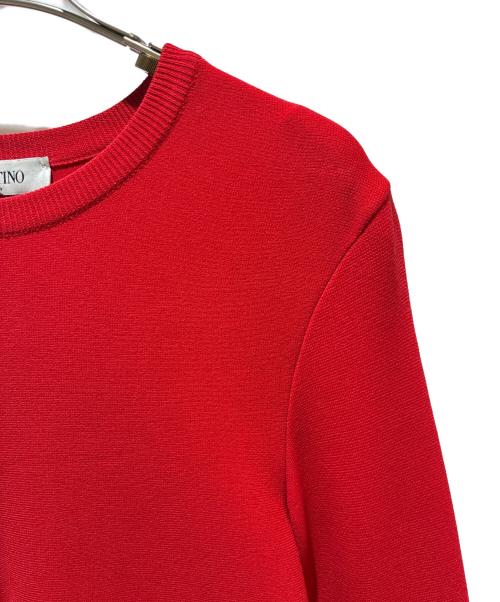 VALENTINO（ヴァレンティノ）VALENTINO (ヴァレンティノ) 袖フレアニットワンピース レッド サイズ:Sの古着・服飾アイテム