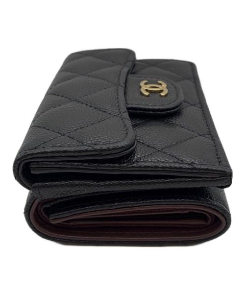 CHANEL（シャネル）CHANEL (シャネル) キャビアスキン マトラッセ ウォレット ブラック サイズ:-の古着・服飾アイテム