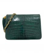 CHANELシャネル）の古着「クロコダイル チェーンショルダーバッグ」｜グリーン