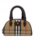 BURBERRYバーバリー）の古着「ミニハイランドボウリングバッグ」｜ブラウン×ベージュ