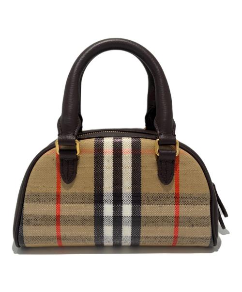 BURBERRY（バーバリー）BURBERRY (バーバリー) ミニハイランドボウリングバッグ ブラウン×ベージュの古着・服飾アイテム