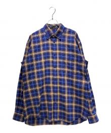 BALENCIAGA（バレンシアガ）の古着「バックロゴオーバーサイズチェック長袖シャツ」｜パープル