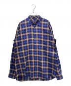 BALENCIAGAバレンシアガ）の古着「バックロゴオーバーサイズチェック長袖シャツ」｜パープル