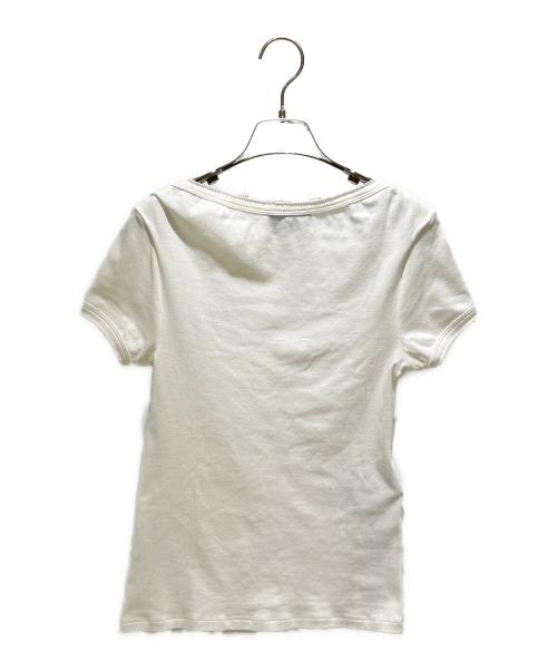 MIU MIU（ミュウミュウ）MIU MIU (ミュウミュウ) MIU MIU PETIT BATEAU リブジャージー カットソー ホワイト サイズ:M 未使用品の古着・服飾アイテム