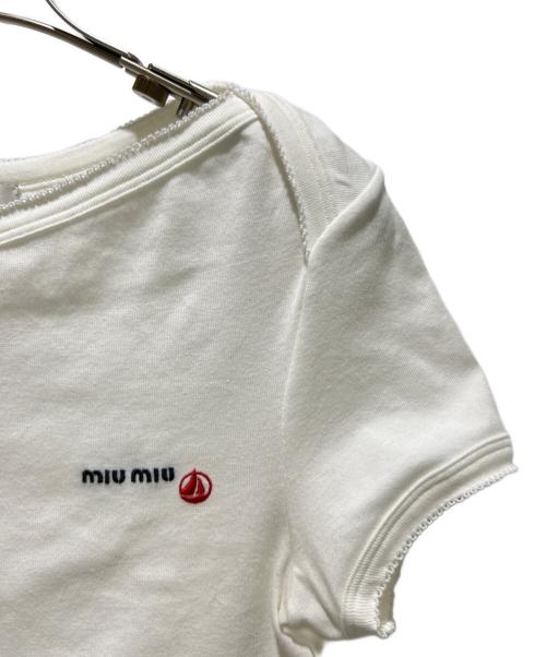 MIU MIU（ミュウミュウ）MIU MIU (ミュウミュウ) MIU MIU PETIT BATEAU リブジャージー カットソー ホワイト サイズ:M 未使用品の古着・服飾アイテム