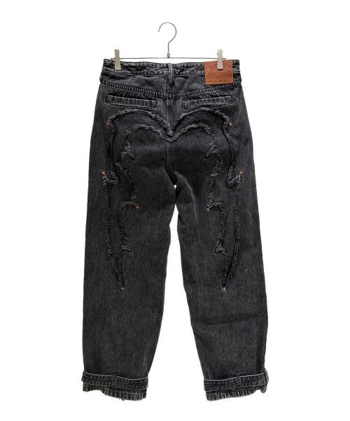 EVISU（エヴィス）EVISU (エヴィス) ダメージ加工 ローエッジ 大黒 バギージーンズ 2EAHTM4JE1052BGDN ブラック サイズ:31の古着・服飾アイテム
