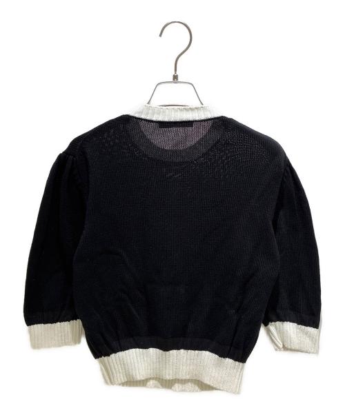 PRADA（プラダ）PRADA (プラダ) 三角ロゴ クロップド コットン クルーネックセーター ブラック サイズ:40の古着・服飾アイテム
