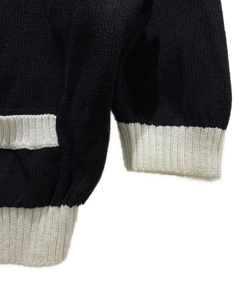 PRADA（プラダ）PRADA (プラダ) コットンクロップドリブ半袖刺繍ロゴニット ブラック サイズ:40の古着・服飾アイテム