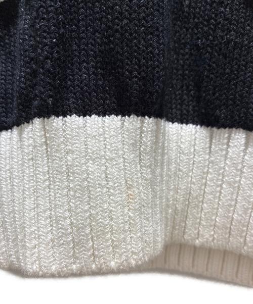 PRADA（プラダ）PRADA (プラダ) コットンクロップドリブ半袖刺繍ロゴニット ブラック サイズ:40の古着・服飾アイテム