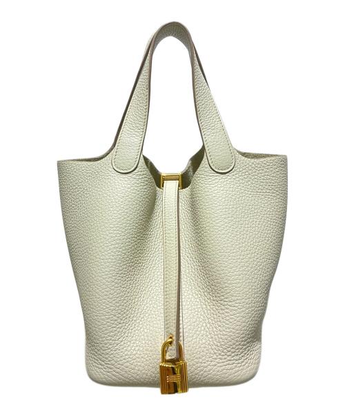 HERMES（エルメス）HERMES (エルメス) ピコタンロックPM/トリヨンクレマンス/べトン/U刻印2022年製/ゴールド金具/ハンドバッグ ベトン×ゴールド金具 サイズ:PMの古着・服飾アイテム