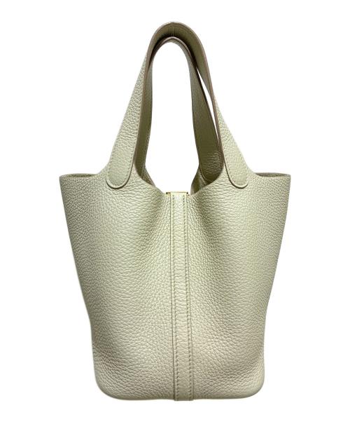 HERMES（エルメス）HERMES (エルメス) ピコタンロックPM/トリヨンクレマンス/べトン/U刻印2022年製/ゴールド金具/ハンドバッグ ベトン×ゴールド金具 サイズ:PMの古着・服飾アイテム