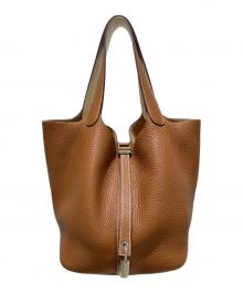 HERMES（エルメス）の古着「ピコタンロックエクラMM/トリヨンクレマンス/シルバー金具/Y刻印2020年製/」｜ブラウン系×ハンドル裏アイボリー系×シル