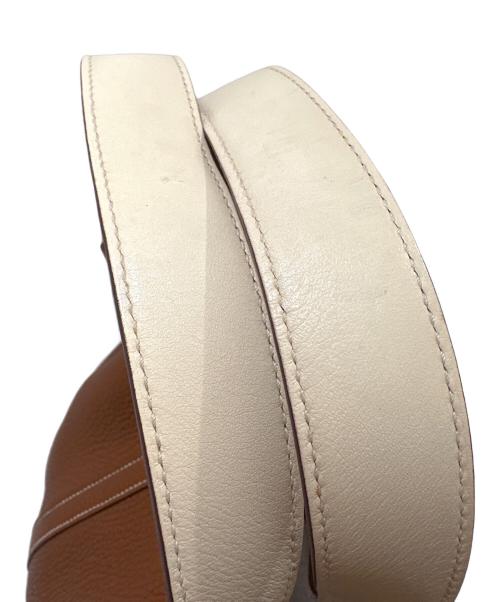 HERMES（エルメス）HERMES (エルメス) ピコタンロックエクラMM/トリヨンクレマンス/シルバー金具/Y刻印2020年製/ ブラウン系×ハンドル裏アイボリー系×シル サイズ:MMの古着・服飾アイテム