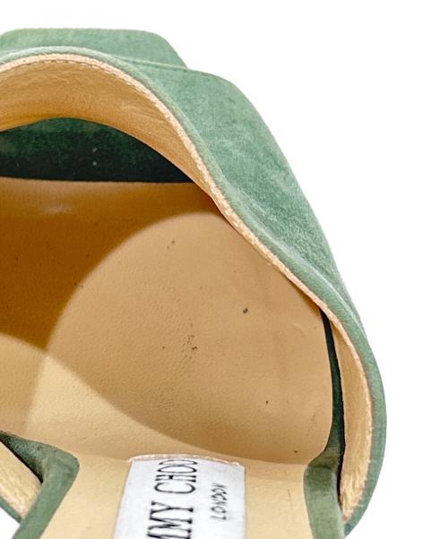 JIMMY CHOO（ジミーチュウ）JIMMY CHOO (ジミーチュウ) Suede rhinestone pumps スウェードラインストーンパンプス 204BAIA グリーン サイズ:38の古着・服飾アイテム