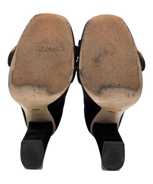 GUCCI（グッチ）GUCCI (グッチ) Suede GG Marmont heel pumps スウェードGGマーモントヒールパンプス 408206 ブラック サイズ:37 1/2の古着・服飾アイテム