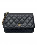 CHANELシャネル）の古着「マトラッセチェーンショルダーウォレット」｜ブラック