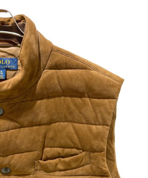 POLO RALPH LAUREN（ポロ・ラルフローレン）POLO RALPH LAUREN (ポロ・ラルフローレン) キルテッドスエード中綿ベスト 710689218001 ブラウン サイズ:XLの古着・服飾アイテム