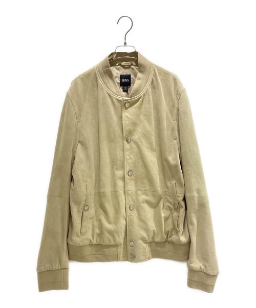 HUGO BOSS（ヒューゴ ボス）HUGO BOSS (ヒューゴ ボス) ゴート スエード レザージャケット 10244013 アイボリー サイズ:52の古着・服飾アイテム