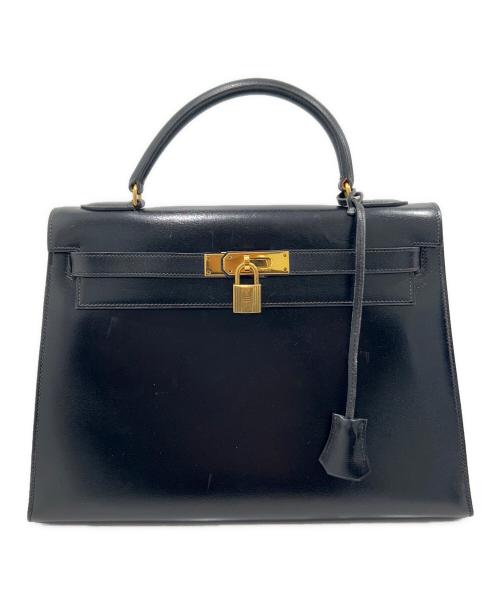HERMES（エルメス）HERMES (エルメス) ケリー32 外縫い/ブラック/ゴールド金具/ボックスカーフ/〇N刻印:1984年製 ブラック サイズ:32の古着・服飾アイテム