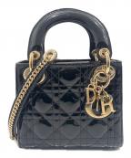 Christian Diorクリスチャン ディオール）の古着「Lady Dior バッグ ミニ/パテントレザー/ゴールド金具」｜ブラック