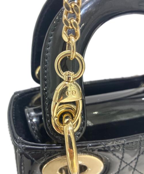 Christian Dior（クリスチャン ディオール）Christian Dior (クリスチャン ディオール) Lady Dior バッグ ミニ/パテントレザー/ゴールド金具 ブラック サイズ:ミニの古着・服飾アイテム
