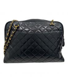 CHANEL（シャネル）の古着「ダブルチェーンショルダーバッグ」｜ブラック×ゴールド金具