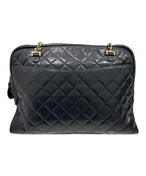 CHANEL（シャネル）CHANEL (シャネル) ダブルチェーンショルダーバッグ ブラック×ゴールド金具の古着・服飾アイテム