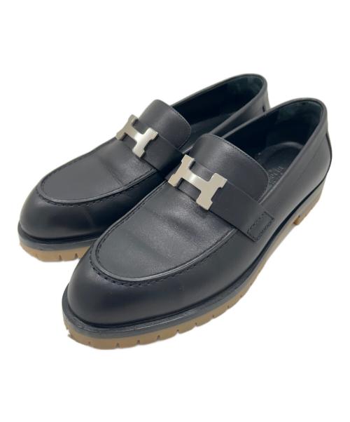 HERMES（エルメス）HERMES (エルメス) モカシンシューズ ブラック サイズ:37の古着・服飾アイテム